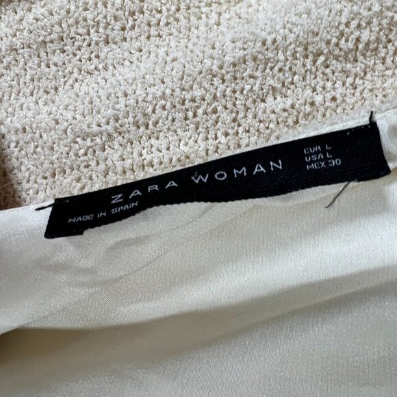 Zara Dress Tiered Fringe Minimalist Knit Lagenlook Ivory Off White - Picture 6 of 8